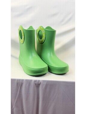Okabashi Kids Size 12 Kelly Green Rain Boots Machine Washable Spring Rubber
